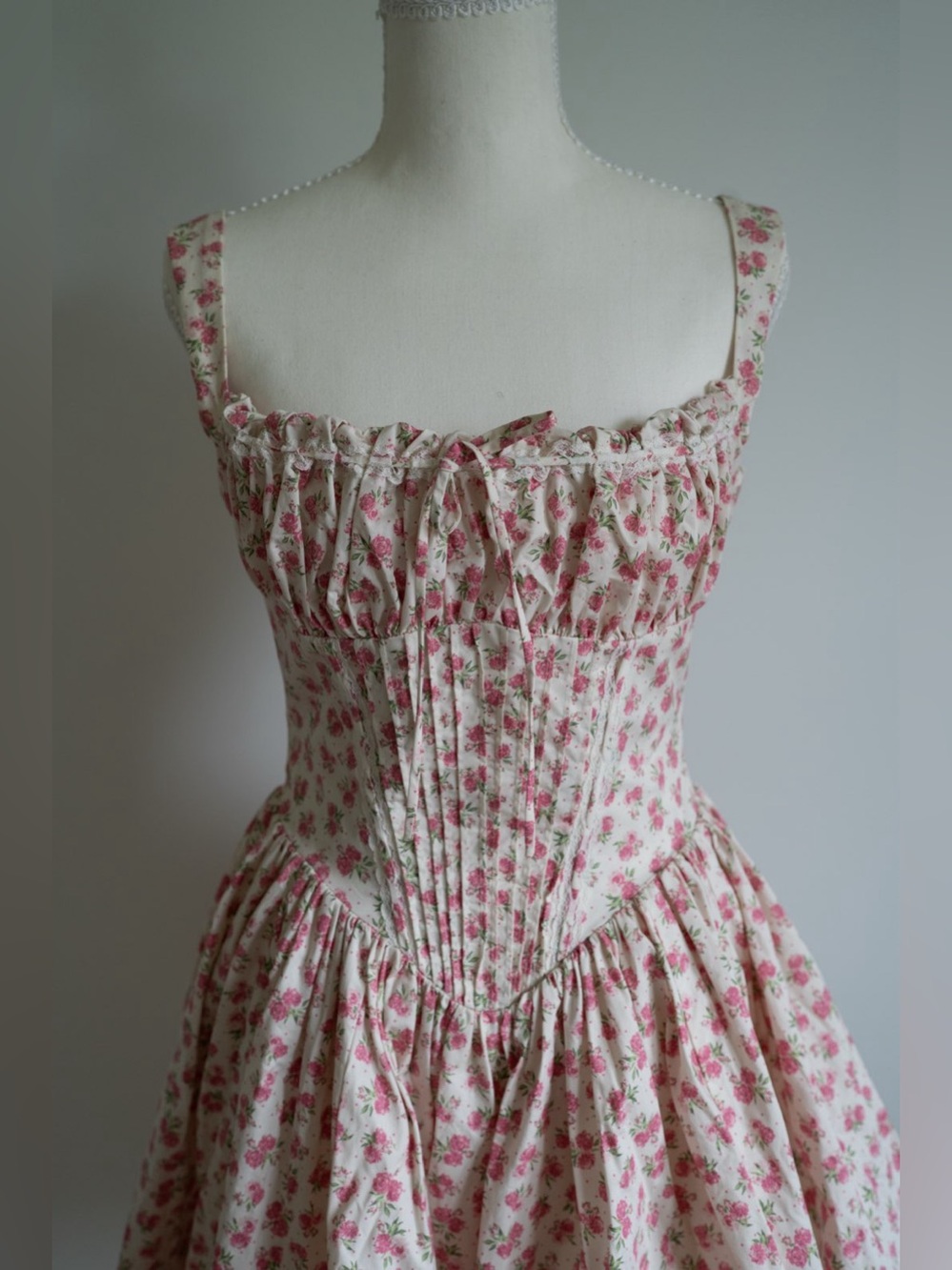 House of Cb Natassia White Rosebud Print Cotton Mini Dress - Picture 4 of 11
